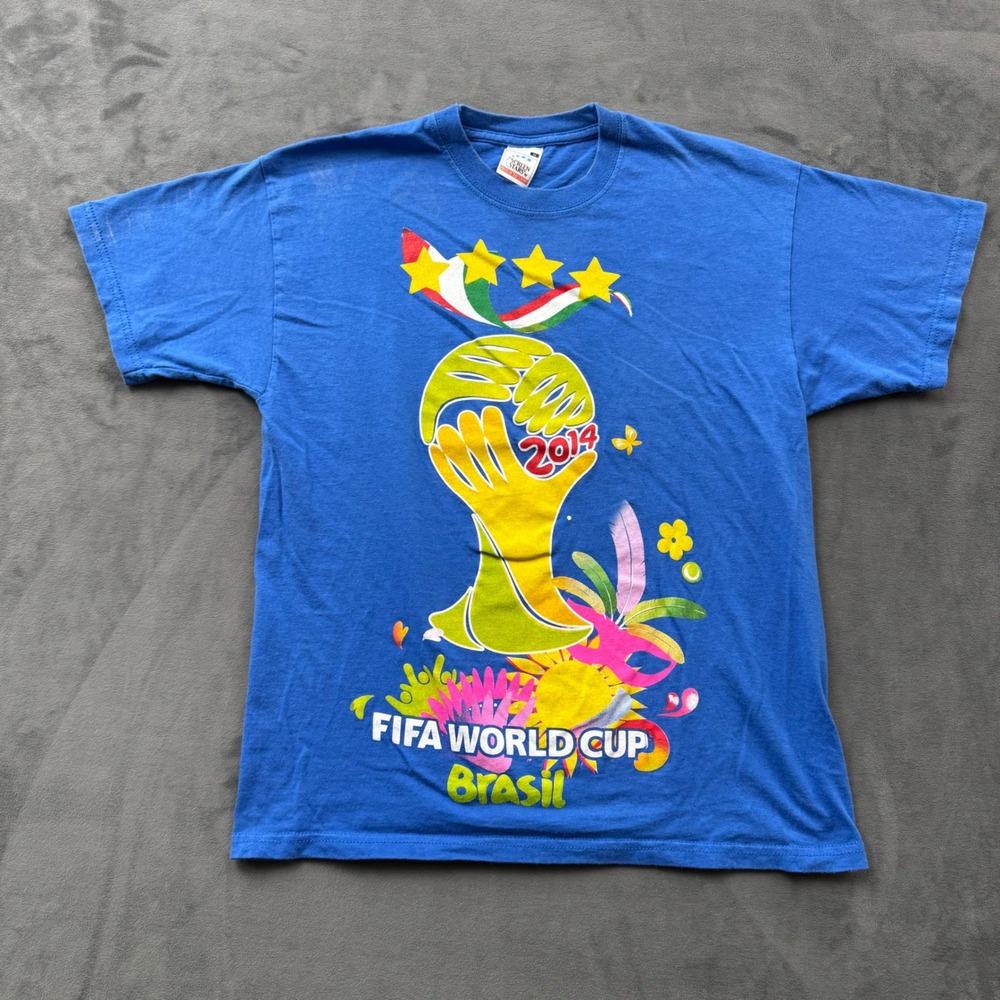 Screen Stars FIFA World Cup Brasil 2014 Blue Graphic T-Shirt Astor 14 Mens M